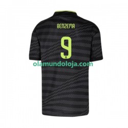 Camisola Real Madrid Karim Benzema 9 Homem Equipamento Terceiro 2022-2023 Manga Curta